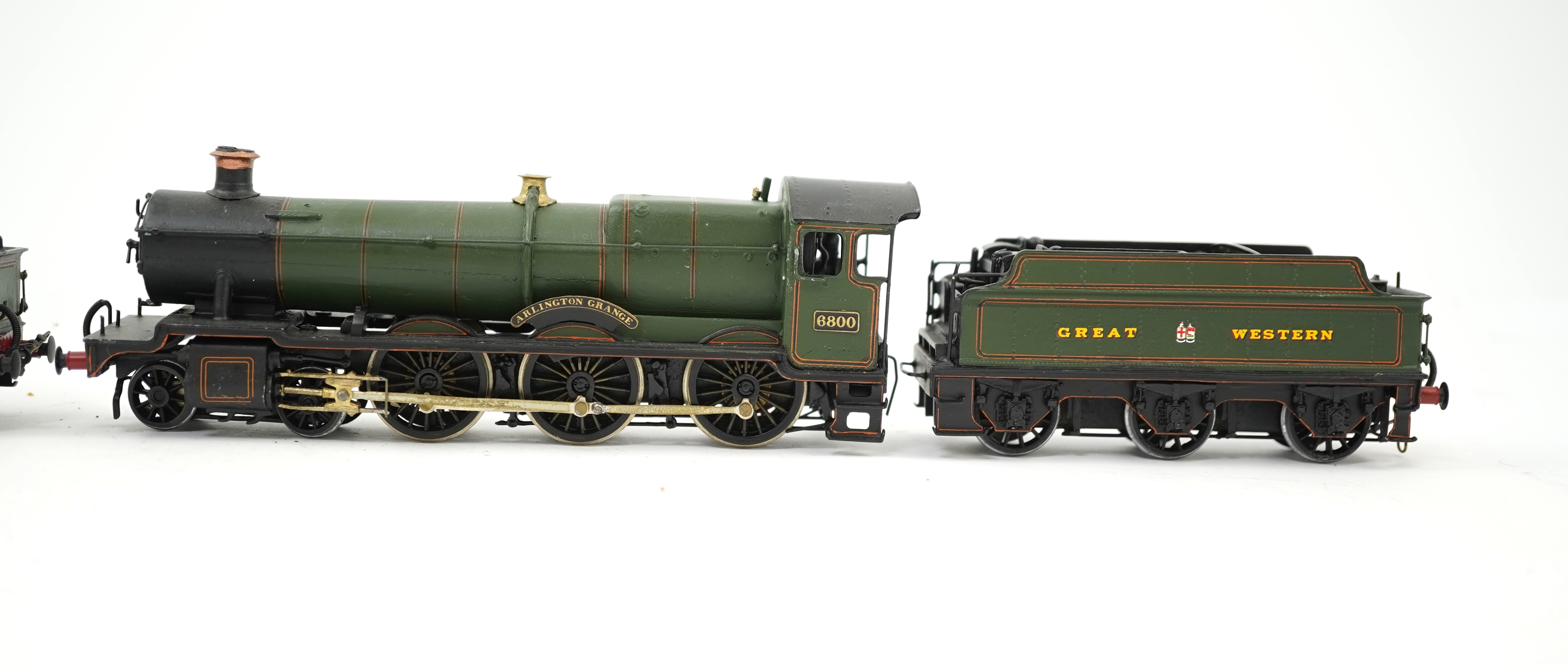 Two 00 gauge brass and white metal kit built GWR tender locomotives; a 2900 class 4-4-2, 171, together with a Grange class 4-6-0, Arlington Grange 6800, constructed, painted and lined to a high standard, both motored for